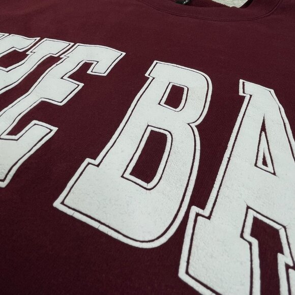The Bar Varsity Crew Sweatshirt Oversized Maroon FLAWS - Picture 3 of 7